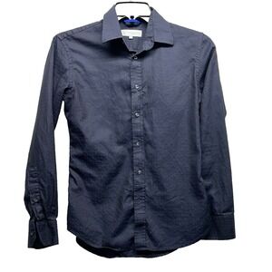 Teddy Stratford Men's Size 0 Blue Cotton Check Button Up Shirt (C5)